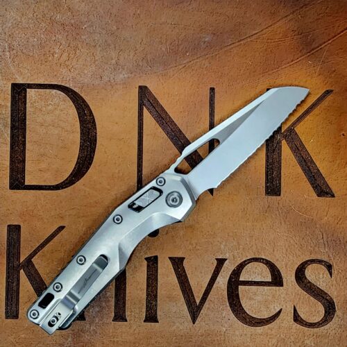 Microtech Standard Issue MSI 210-12MS2 Ram-Lok Stonewash Titanium Blue Accent Full Serrated
