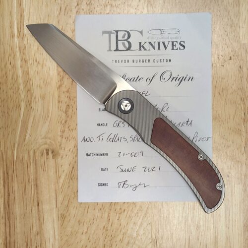 Trevor Burger Model LEXK CFL Titanium Micarta Inlay Elmax Satin Grind