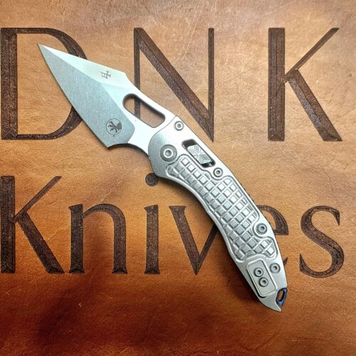 Microtech Marfione Select Stitch 169RL-10FRMS2 Stonewash Frag Ti Handles Stonewash Blade Blue Accent
