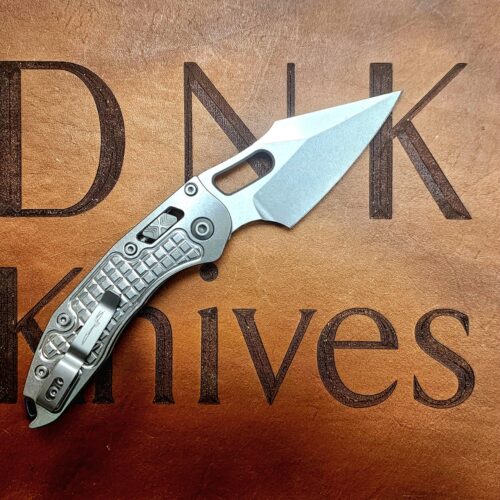 Microtech Marfione Select Stitch 169RL-10FRMS2 Stonewash Frag Ti Handles Stonewash Blade Blue Accent