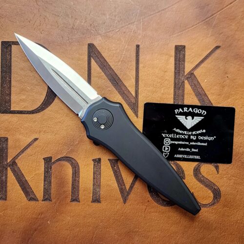 Paragon Warlock X Preowned Folder Black Cerakote Buttons and Aluminum Frame Satin S35VN Dagger