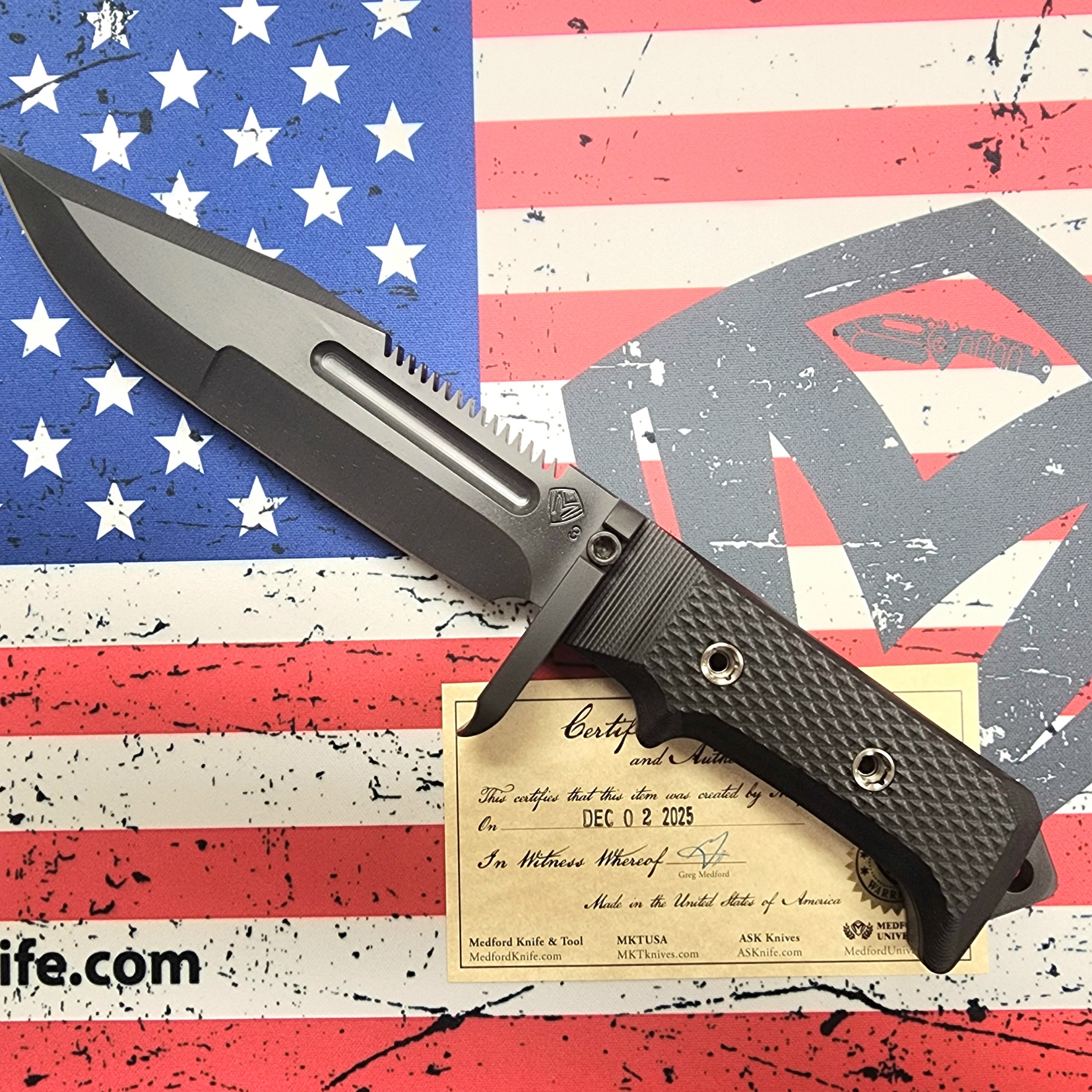 Medford USMC Raider DLC 3V Blade/Hilt Black G10 Black Kydex Sheath Medford USMC Raider DLC 3V Blade/Hilt Black G10 Black Kydex Sheath