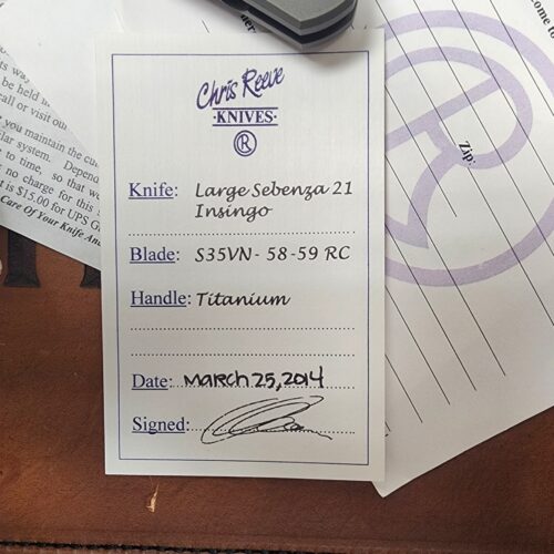 Chris Reeve Knives Sebenza 21 Large Insingo S35VN Titanium