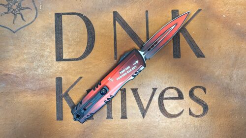 Microtech Luminary ZBP Black and Red Handle and Dagger 1270-1DPS