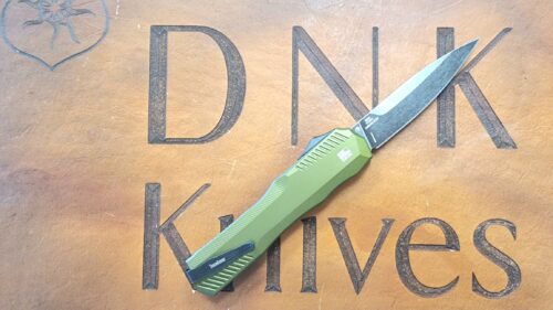 Kershaw Livewire 9000OLBW Olive Green Aluminum Spearpoint Dark Stonewash MagnaCut
