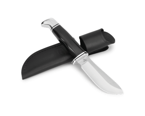 Buck 103 Skinner 0103BKS 420HC Satin Blade Black Phenolic Handle Black leather sheath