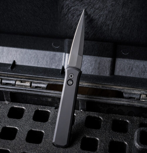 ProTech 921 Operator Godfather Auto Black Aluminum 4″ DLC Spear Point 154CM Tritium Insert