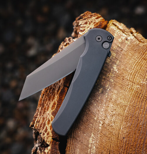 Protech 5403 Malibu Flipper Black Aluminum Button Lock Black DLC Magnacut