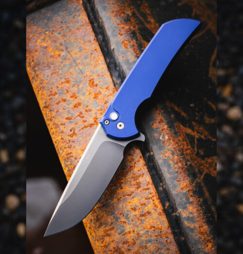 Pro-Tech/Ferrum Forge BLADE Show Texas 2026 Mordax BST26.Mordax.2 3.75″ CPM-20CV Blade Navy Aluminum Handles White Pearl Button