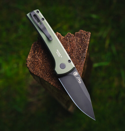 Protech Scapegoat BST26.Scapegoat.1 Chavez Automatic Green Aluminum Black DLC MagnaMax Black Lip Pearl Button Inlay Black Hardware
