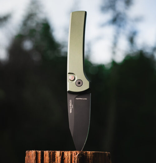 Protech Scapegoat BST26.Scapegoat.1 Chavez Automatic Green Aluminum Black DLC MagnaMax Black Lip Pearl Button Inlay Black Hardware