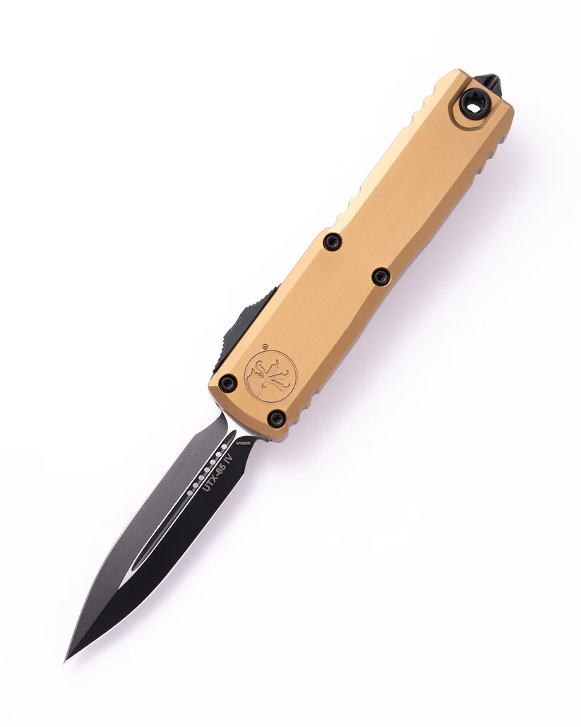 Microtech UTX-85 12324-1TA Black Dagger Tan Aluminum Gen 4 Microtech UTX-85 12324-1TA Black Dagger Tan Aluminum Gen 4