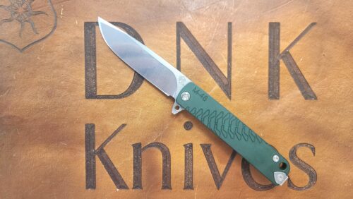 Medford Knife M48 Tumbled S45VN Blade Green Aluminum Show Side Tumbled Titanium Lock Side Standard Hardware and Clip