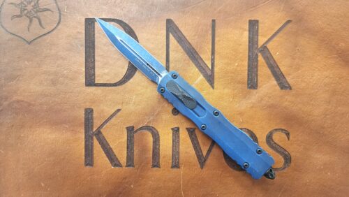Microtech Dirac Delta 227-1WBL D/E Weathered Blue Standard Blade Weathered Blue Aluminum Chassis