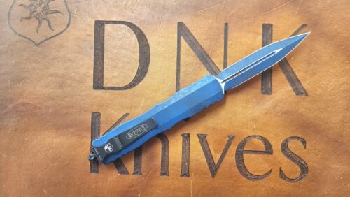 Microtech Dirac Delta 227-1WBL D/E Weathered Blue Standard Blade Weathered Blue Aluminum Chassis