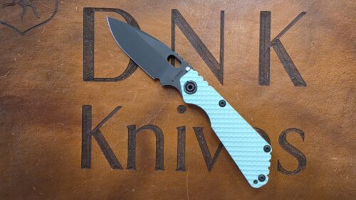 Strider SNG DLC PD#1 Tiffany Blue G10 Show Side Titanium Lock Side Double Gunner Grip Preowned