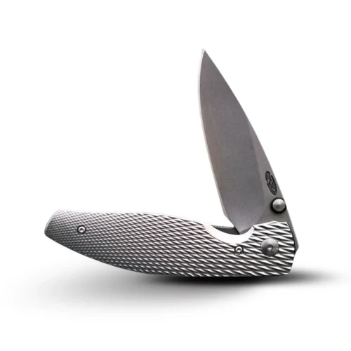 Three Rivers Mfg Atom – 3D Contoured Lizard Skin Titanium, Stonewashed MagnaCut Blade