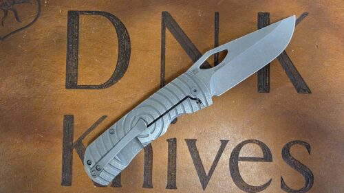 McNees Knives 3.75 Dixon Stonewashed Shockwave Titanium Atomic Magnacut
