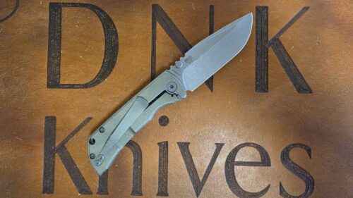 McNees Knives PM 2 3″ Green Bronze Tittanium Atomic Drop Point Magnacut