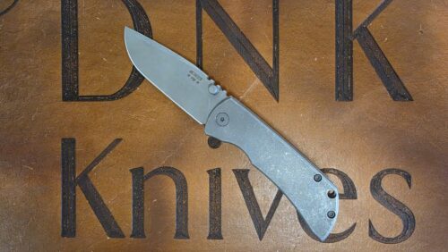 McNees Knives PM 2 3″ Stonewashed Tittanium Atomic Drop Point Magnacut