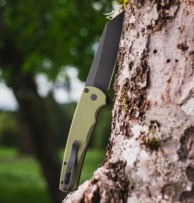 Protech 5403 Green Malibu Flipper Green Aluminum Button Lock Black DLC Hardware and DLC Magnacut Blade Protech 5403 Green Malibu Flipper Green Aluminum Button Lock Black DLC Hardware and DLC Magnacut Blade - Image 2