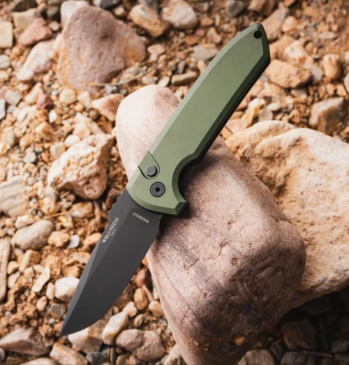 Protech LG3103 Auto Green Rockeye Green Aluminum Black DLC Magnacut Black Hardware and Clip