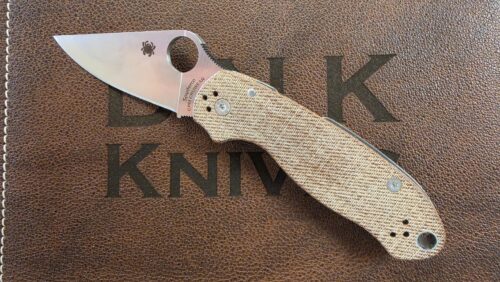 Spyderco Para 3 C223MPCW Compression Lock Brown Canvas Micarta Plain Satin CPM-CruWear Preowned