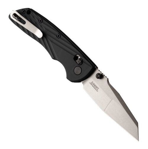 Hogue 24369 Deka ABLE Lock Folder, Stone Tumbled MagnaCut Wharncliffe Blade & Black Polymer Frame