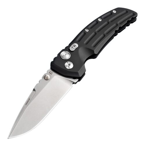 Hogue 34160 EX01 Manual Folder, Black Aluminum Handle & Tumbled 154CM Drop Point Blade