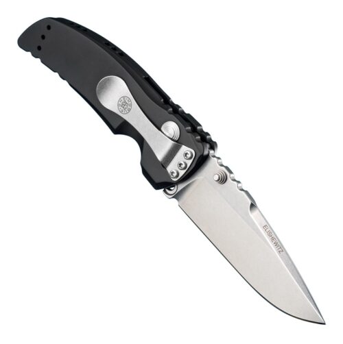 Hogue 34160 EX01 Manual Folder, Black Aluminum Handle & Tumbled 154CM Drop Point Blade