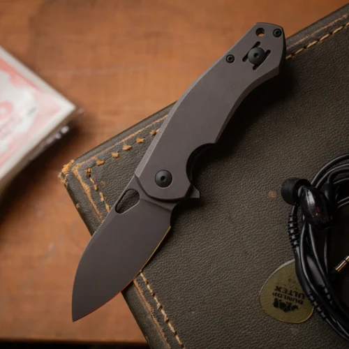 GiantMouse ACE Biblio  FL Blackout Frame Lock Titanium Black PVD Sheepfoot M390