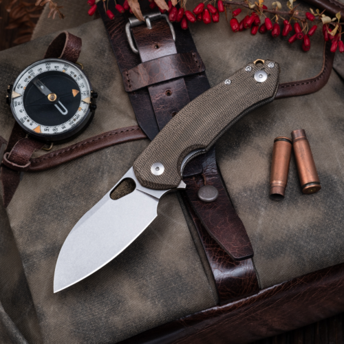 GiantMouse ACE Biblio XL Liner Lock Green Micarta Stonewashed Elmax