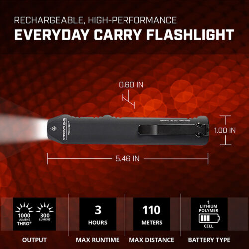 Streamlight 88810 Wedge Rechargeable EDC Flashlight, Black Anodized Aluminum