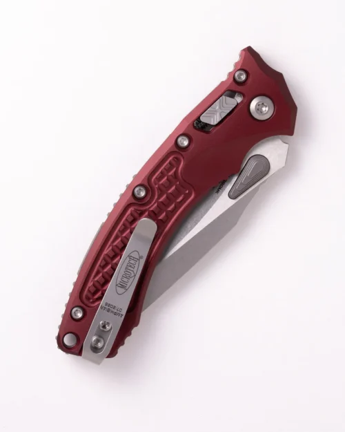 Microtech 137MRL-10FRMR Mini Amphibian RAM-LOK Folding Knife, Stonewashed M390MK Blade & Merlot FRAG Aluminum Handle