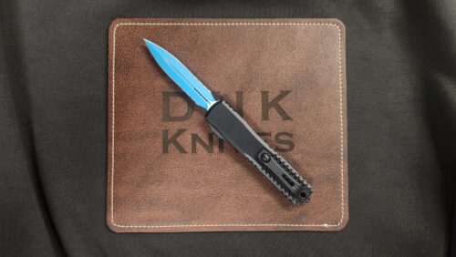 Microtech 122-2JK Ultratech Jedi Knight OTF Automatic Knife, Blue Double Edge Partially Serrated M390 Blade & Black Tri-Grip Aluminum Handle
