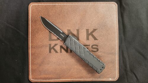 Guardian Tactical 15-3112 Apex EDC OTF Automatic Knife, Black Aluminum Handle & Black Serrated MagnaCut Blade