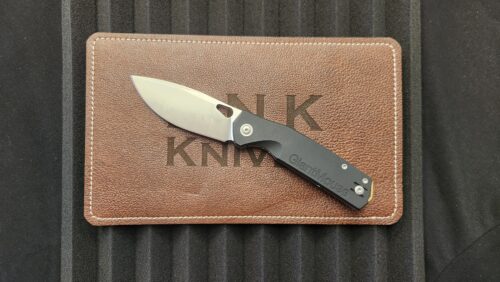 Giant Mouse ACE Zoobie Black G10 Zoobie Frame Lock Folding Knife, Satin Elmax Drop Point Blade & Black Machined G-10/Titanium Handle