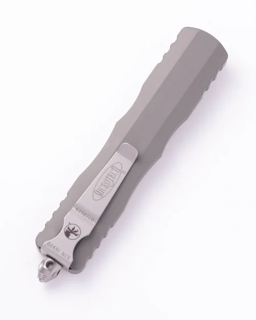 Microtech 227-10NC Dirac Delta OTF Automatic Knife, Stonewashed M390 Double Edge Blade & Natural Clear Aluminum Handle