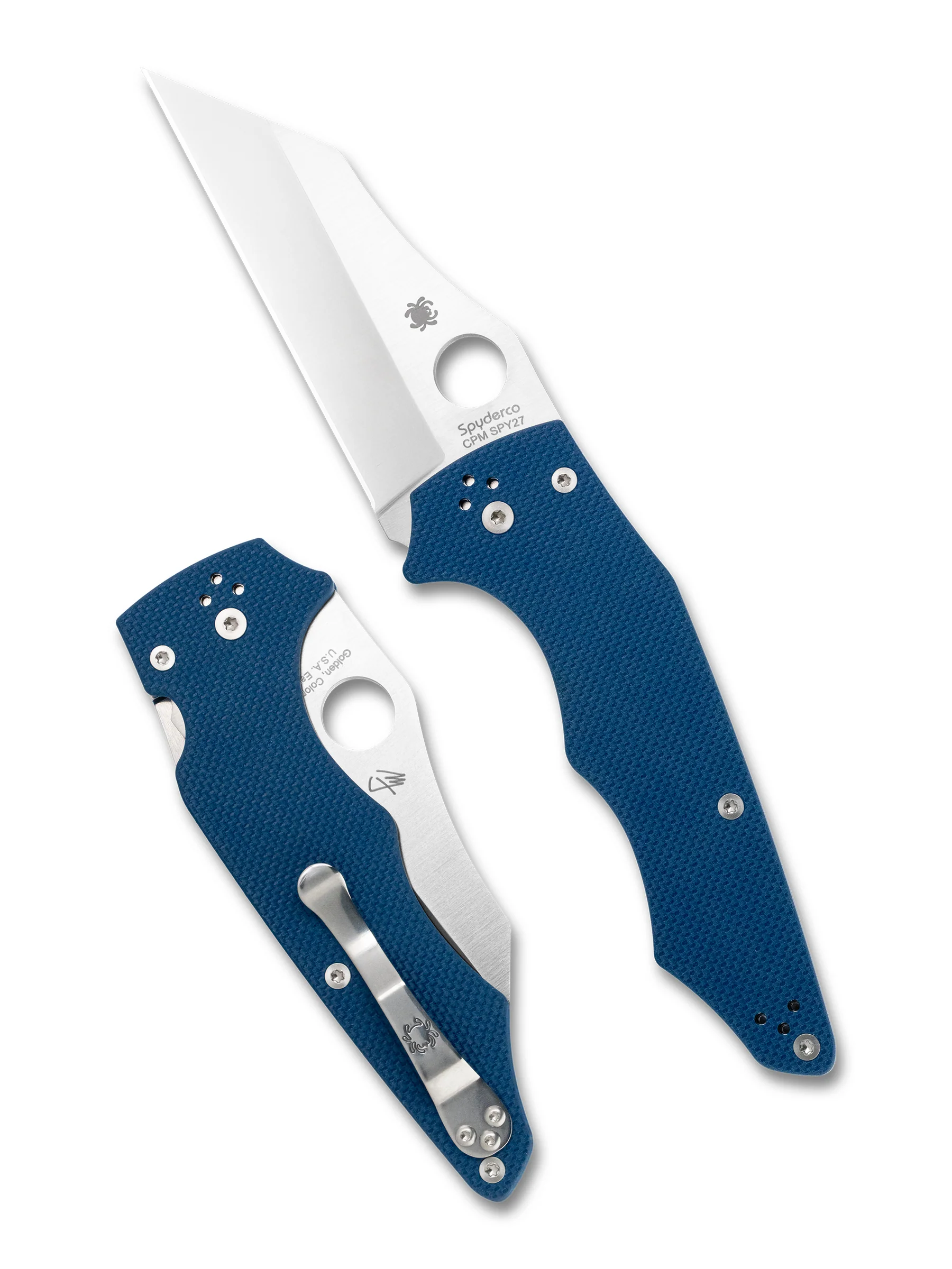 Spyderco C253GPCBL Yojumbo Cobalt Blue G-10 Folding Knife, Satin CPM SPY27 Wharncliffe Blade Spyderco C253GPCBL Yojumbo Cobalt Blue G-10 Folding Knife, Satin CPM SPY27 Wharncliffe Blade