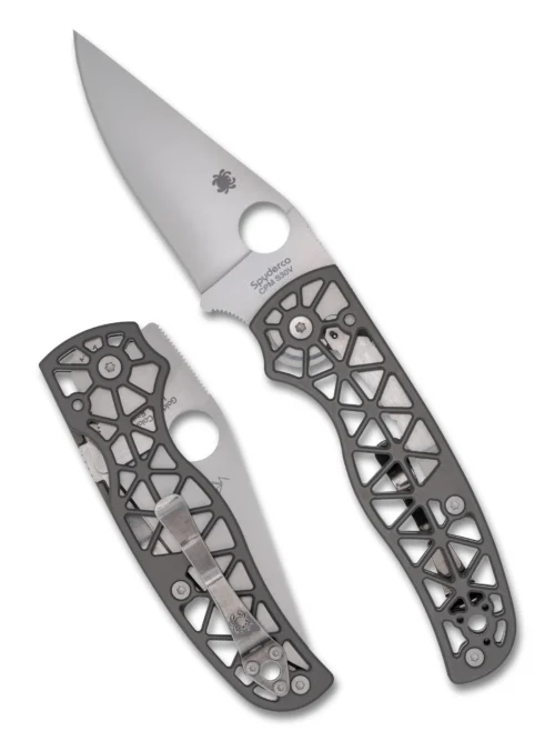 Spyderco Edgerati™ C266ALP Compression Lock Folding Knife – Gray Skeletonized Aluminum Handle – 3.57″ Satin CPM S30V Blade