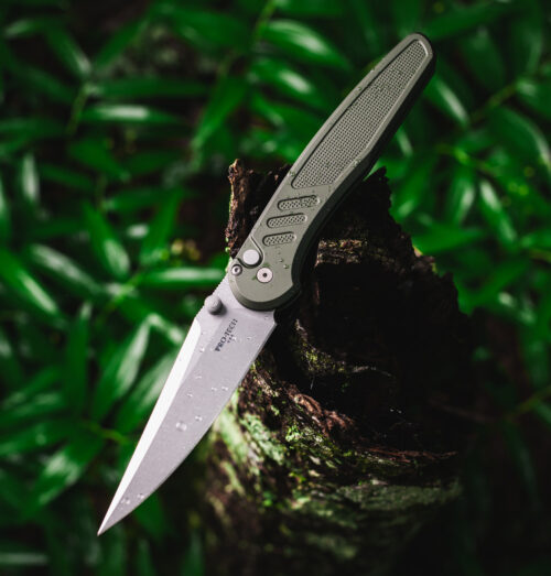 Pro-Tech PN1101-GREEN Avalon Automatic Knife, Stonewashed MagnaCut Drop Point Blade & Green Aluminum Handle