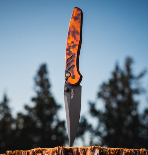 Pro-Tech PN1104-DF Avalon Del Fuego Manual Folding Knife, Black MagnaCut Drop Point Blade & Del Fuego Aluminum Handle