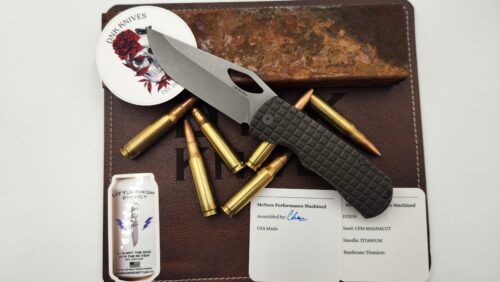 McNees Knives Little Dixon Frame Lock Knife, Bronze Anodized Frag Titanium & Stonewashed MagnaCut Blade