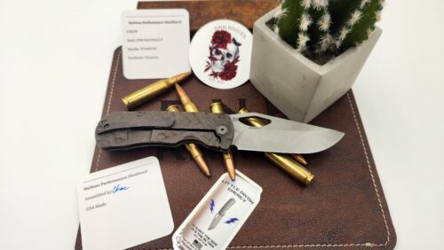 McNees Knives Little Dixon Frame Lock Knife, Rocked Bronze Titanium & Stonewashed MagnaCut Blade
