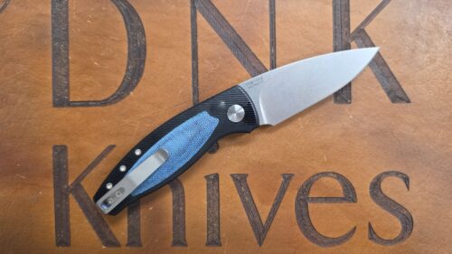 Three Rivers Manufacturing Pit Bull Auto Magnacut Blue Denim Micarta Inlay Black Aluminum