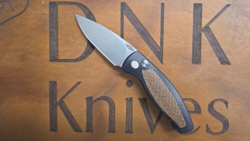 Three Rivers Manufacturing Pit Bull Auto Magnacut Burlap Micarta Inlay Black Aluminum