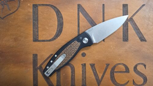 Three Rivers Manufacturing Pit Bull Auto Magnacut Burlap Micarta Inlay Black Aluminum