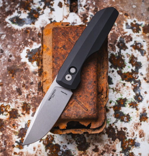 Pro-Tech Synapse 2 VERO2101 MagnaMax Automatic Knife, Stonewashed MagnaMax Blade & Black Aluminum Handle