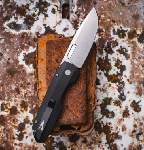 Pro-Tech Synapse 2 VERO2101 MagnaMax Automatic Knife, Stonewashed MagnaMax Blade & Black Aluminum Handle