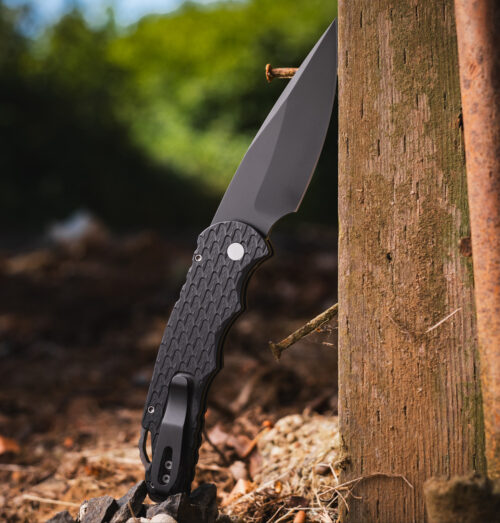 Pro-Tech TR-4 T4106 Feather MagnaMax Automatic Knife, DLC Black MagnaMax Blade & Black Feather-Textured Aluminum Handle